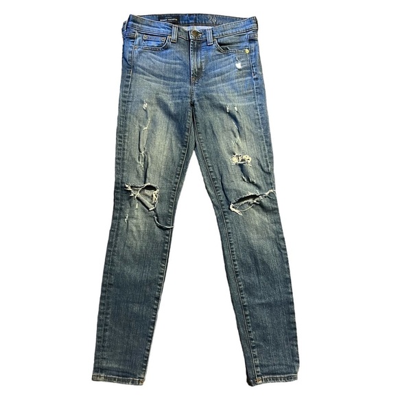 J. Crew 8.5” Midrise Toothpick Distressed Jeans Size 26 - Picture 1 of 6